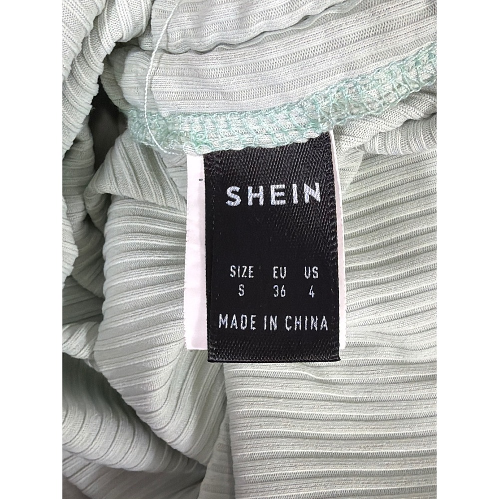 SHEIN Mint Green Ribbed Bodycon Dress Adjustable Cinched Sides Sleeveless Small - Picture 3 of 7